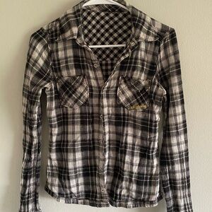 Billabong Black and White Plaid Kids Button Down Shirt